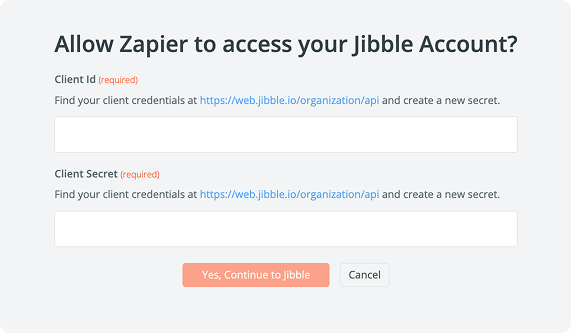 API keys to authorize connection